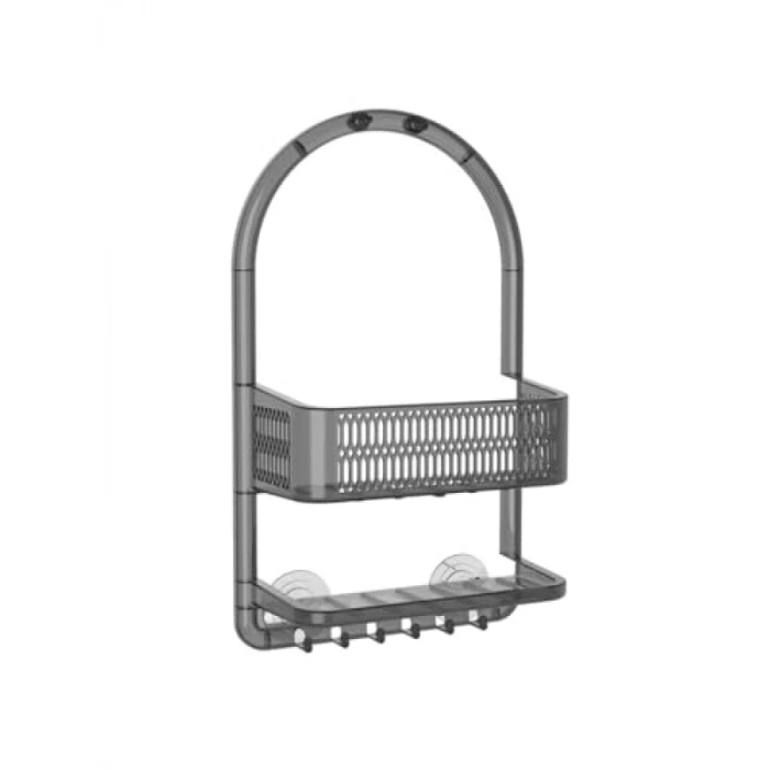 Şeffaf Siyah Plastik Banyo Duş Rafı