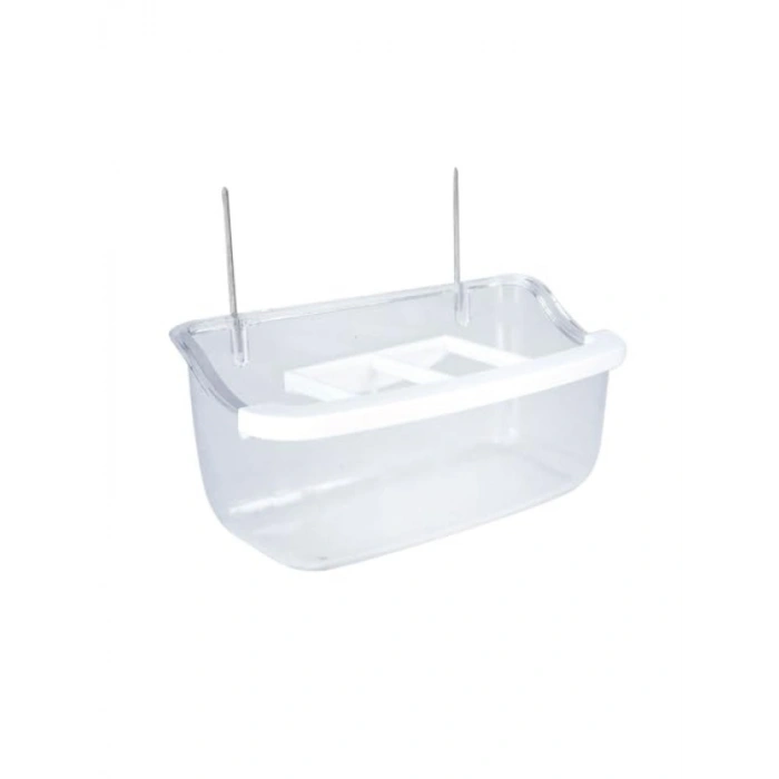 Şeffaf Telli Izgaralı Kuş Yemliği - 10 cm, 32 Adet