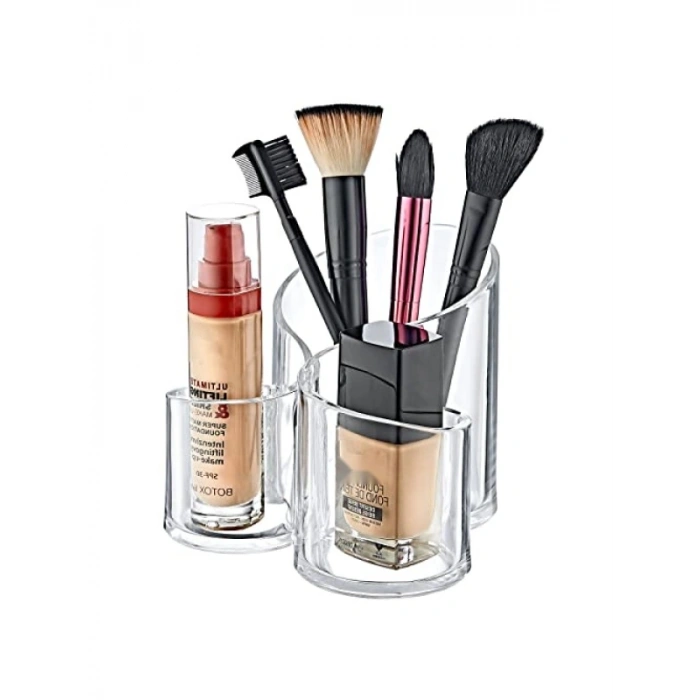 Şeffaf Üç Gözlü Organizer, 14.5x14.5x12 cm