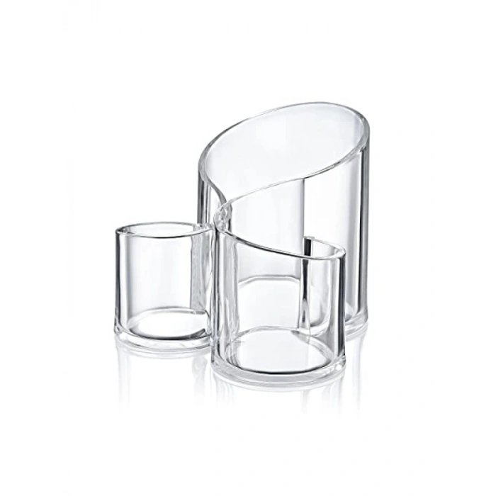 Şeffaf Üç Gözlü Organizer, 14.5x14.5x12 cm