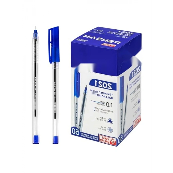 Şeffaf Üçgen Tükenmez Kalem, 1.0 mm, 50 Adet