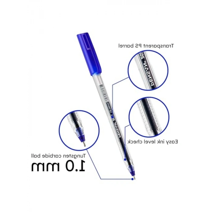 Şeffaf Üçgen Tükenmez Kalem, 1.0 mm, 50 Adet