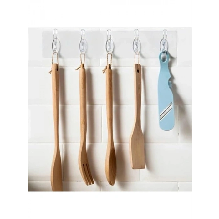 Şeffaf Yapışkanlı Duvar Askısı, 5li Set, Suya Dayanıklı