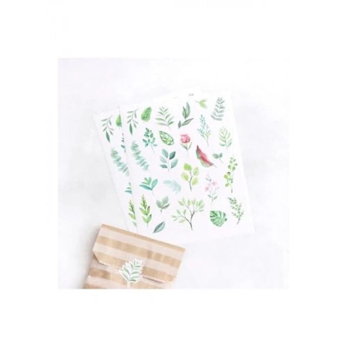 Şekilli Sticker Seti - Yaprak Deseni, 1.5x5.5 cm