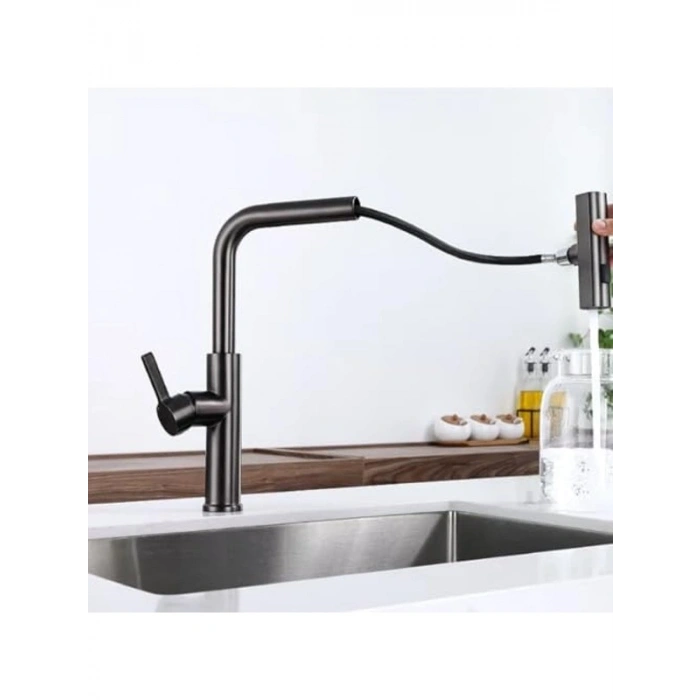 Şelale Fonksiyonlu Mutfak Evye Bataryası - Siyah Renk Seçeneği