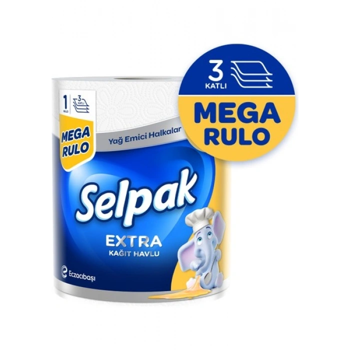 Selpak® Extra 1=3 Yağ Emici Mega Rulo Kağıt Havlu