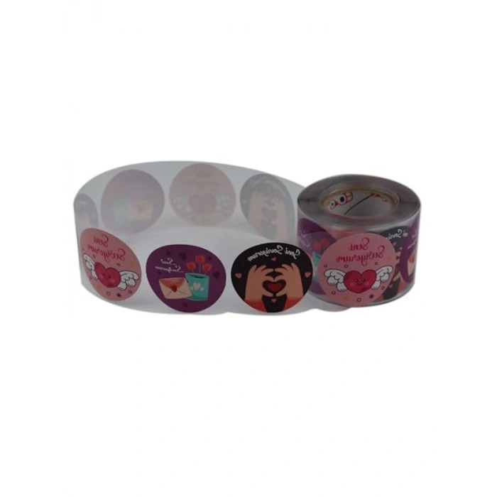 Seni Seviyorum Etiketi Seti, 500 Adet, 5 cm Çapında