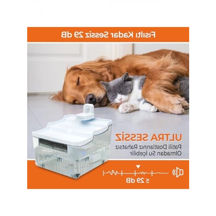 Sensörlü Akıllı Kedi Su Sebili, Otomatik Su Pınarı, Beyaz