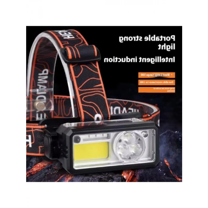 Sensörlü LED Kafa Lambası - 18.650mAh, USB Şarj Edilebilir, Ayarlanabilir Açı