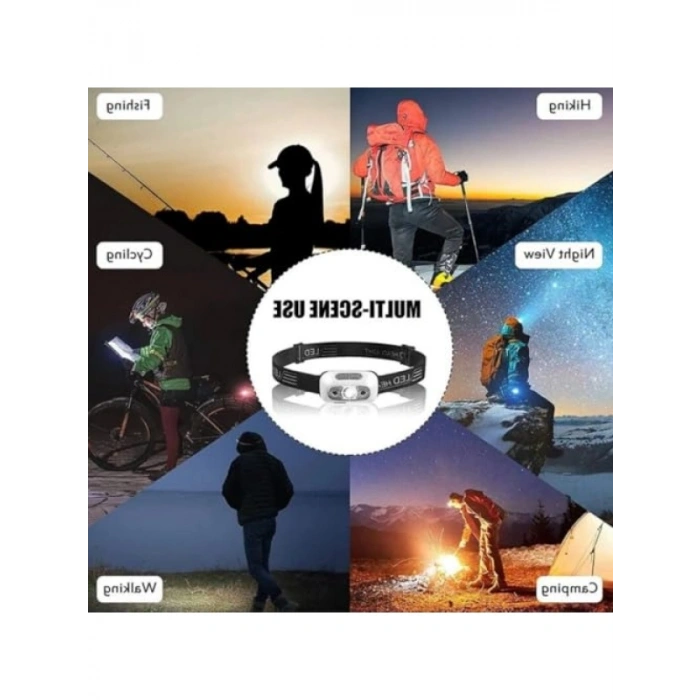 Sensörlü LED Kafa Lambası - USB Şarj Edilebilir ve Su Geçirmez