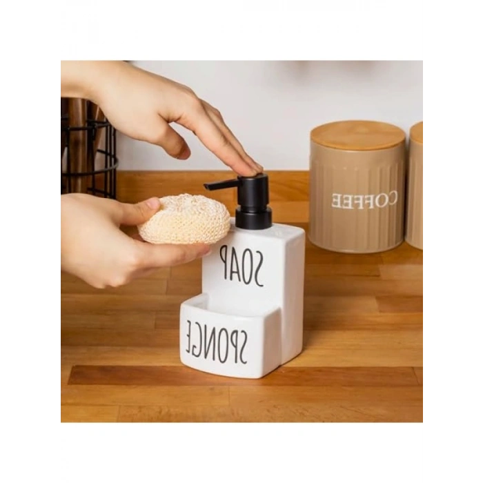 Seramik Sıvı Sabunluk ve Süngerlik Seti