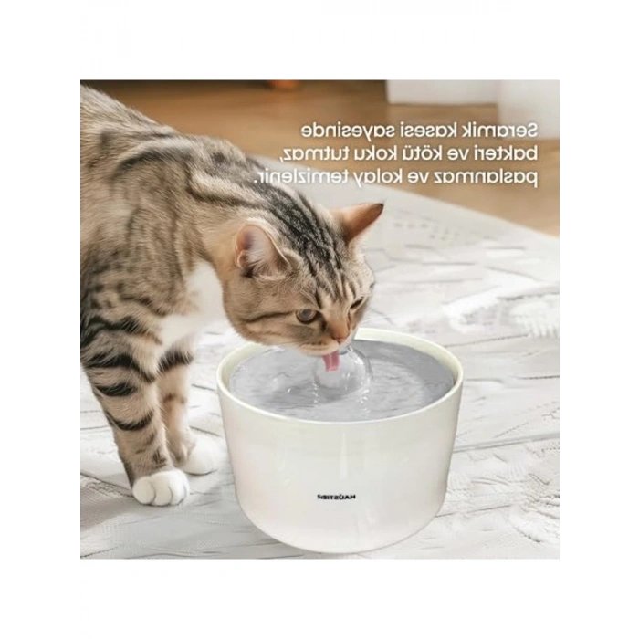 Seramik Tasarımlı Otomatik Kedi Su Sebili, 2Lt Kapasite, Ultra Sessiz
