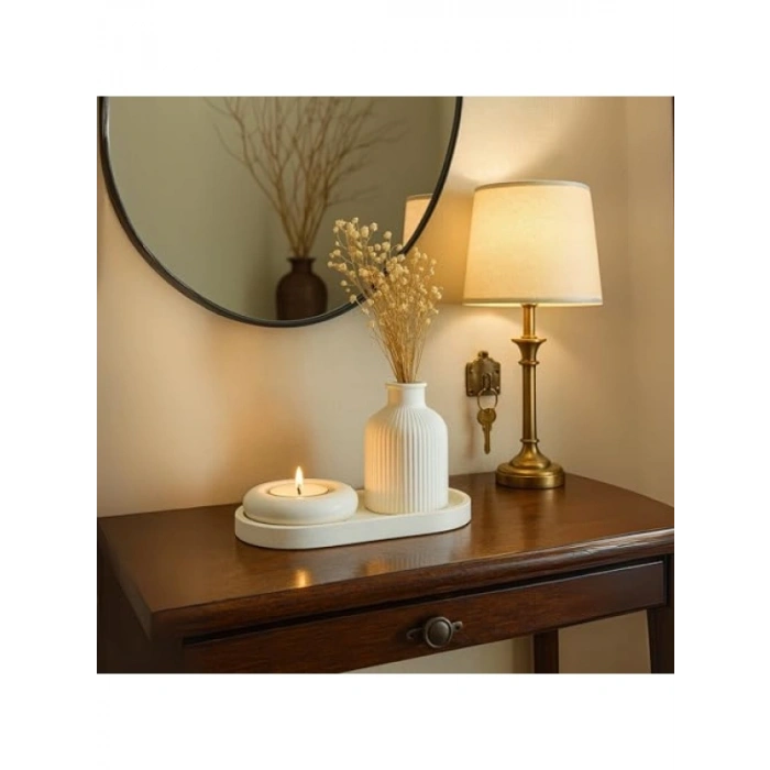 Seramik Vazo, Mumluk ve Tepsi Seti