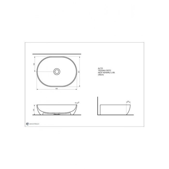 Seramiksan Alto Lavabo Mat Antrasit 50 cm