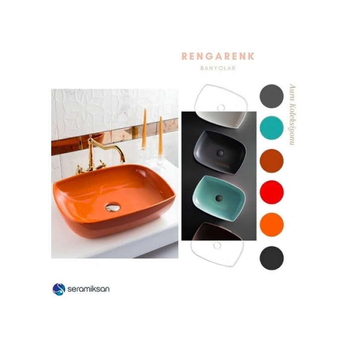 Seramiksan Dies Oval Turuncu Deliksiz Lavabo 50 cm