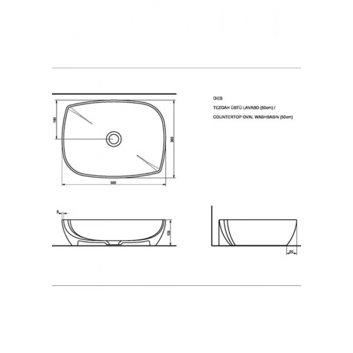 Seramiksan Dies Oval Turuncu Deliksiz Lavabo 50 cm