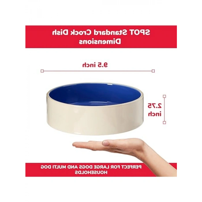Seramikten beyaz/mavi kedi kase, 9,5 inç