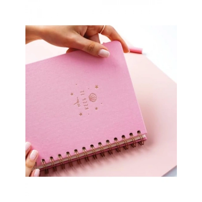 Sert Kapak Keten Noktalı Not Defteri - A5 Boyutunda Şeker Pembe