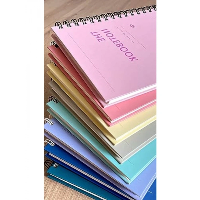 Sert Kapaklı A5 Spiralli Çizgili Not Defteri - 80 Yaprak