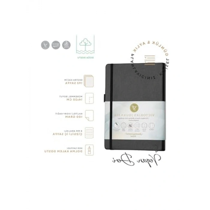 Sert Kapaklı Lastikli Çizgili Defter, 14x20 cm Boyutunda Kalın Yapraklı
