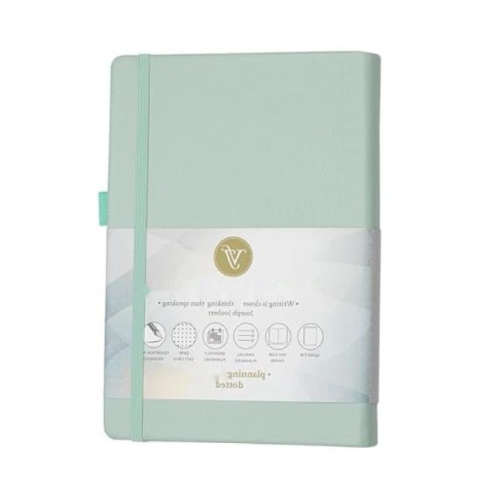 Sert Kapaklı Noktalı Defter, 14x20 cm - Mint Yeşil