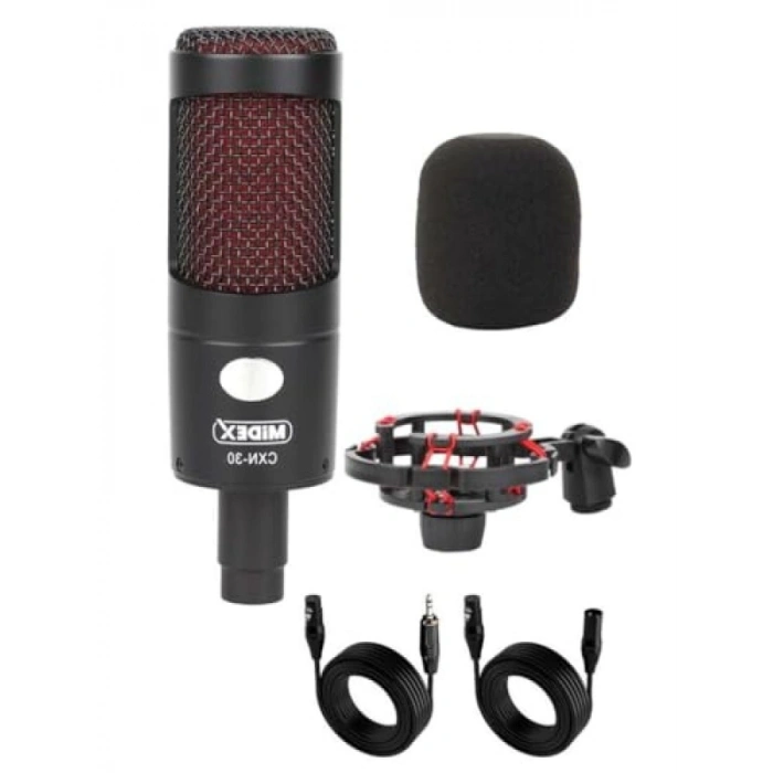 Ses Kartlı Condenser Mikrofon Seti - Kulaklık ve Stand Dahil