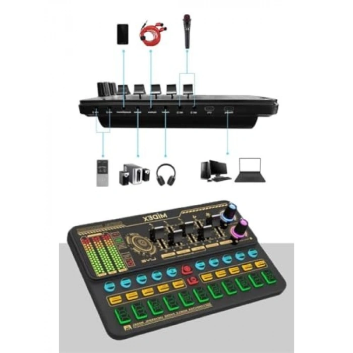 Ses Kartlı Condenser Mikrofon Seti - Kulaklık ve Stand Dahil