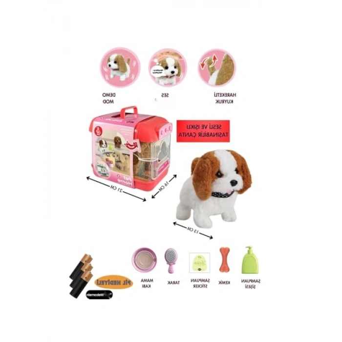 Sesli Işıklı Hareketli Köpek Seti, Taşıma Çantası ile