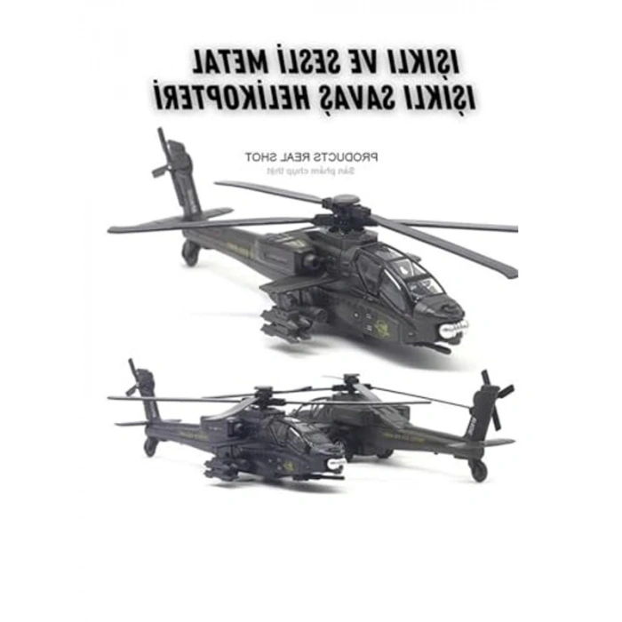 Sesli Işıklı Metal Helikopter Oyuncak, Dayanıklı Çek Bırak Model