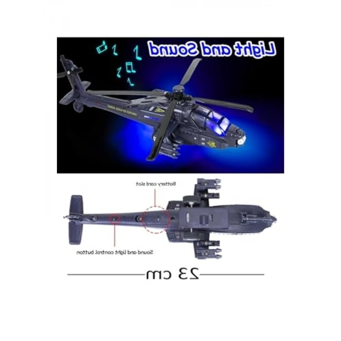 Sesli Işıklı Metal Helikopter Oyuncak, Dayanıklı Çek Bırak Model