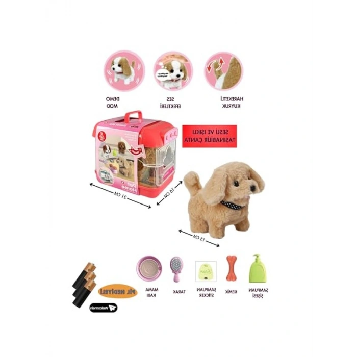 Sesli Işıklı Yürüyen Köpek Seti - Taşıma Çantası ile