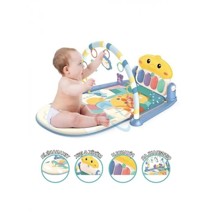Sesli Müzikli Bebek Oyun Halısı - Ördek Figürü ile Yıkanabilir Mat