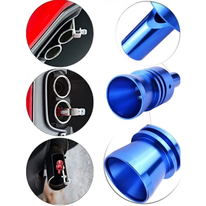 Sesli Orta Egzoz Ucu - Turbo Ses Düdüğü (Krom-Gri)