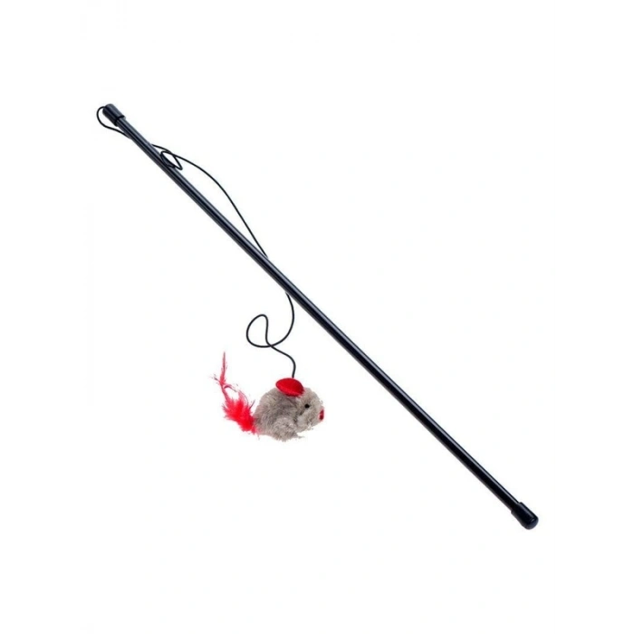 Sesli Peluş Hayvan Figürlü Oltası Kedi Oyuncağı, Eğlenceli