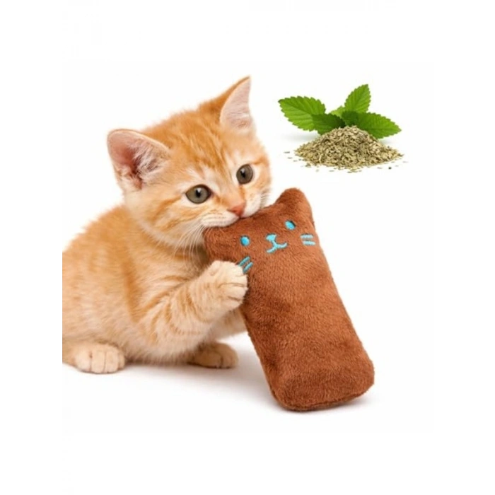 Sesli Peluş Kedi Oyuncağı Kahverengi Eğlenceli