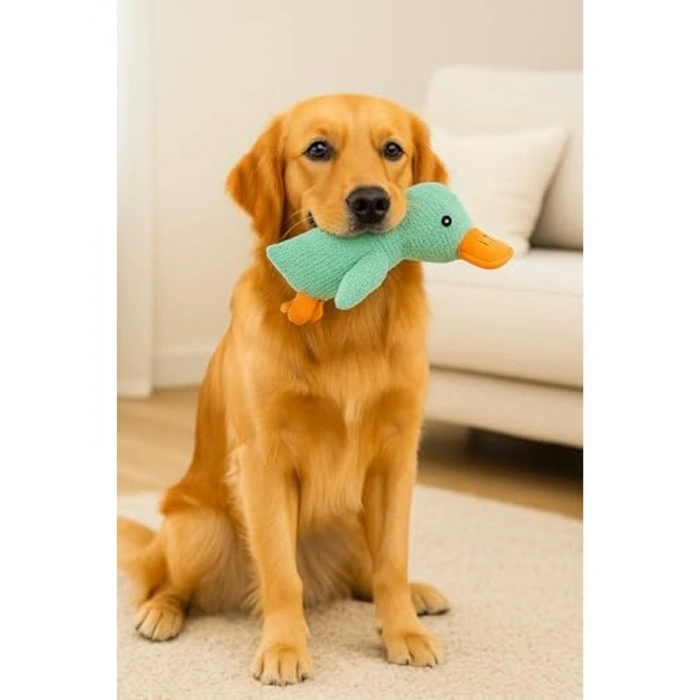 Sesli Peluş Ördek Şekilli Dayanıklı Köpek Oyuncağı