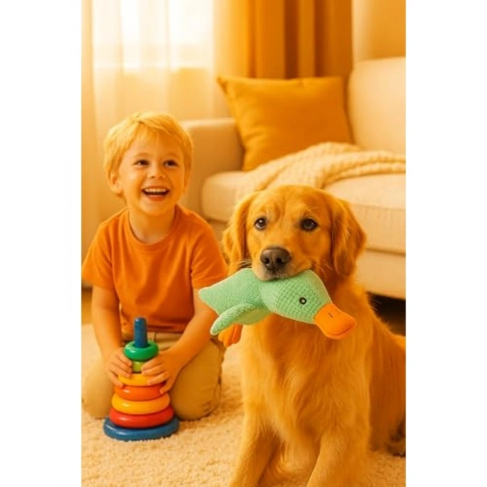 Sesli Peluş Ördek Şekilli Dayanıklı Köpek Oyuncağı