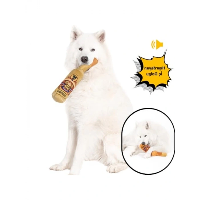 Sesli Şişe Şeklinde Köpek Oyuncağı, Hışırdayan Peluş