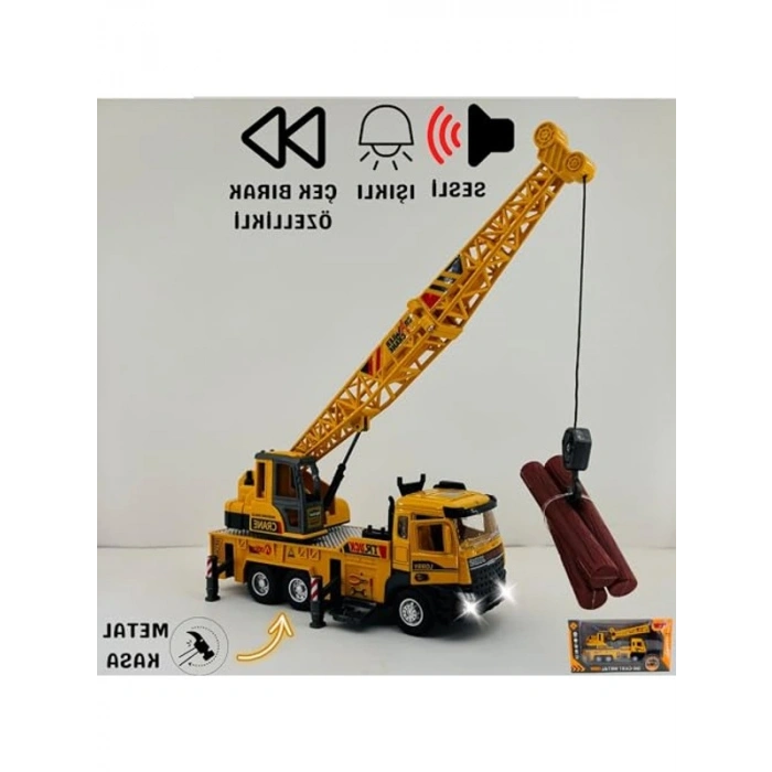 Sesli ve Işıklı Çek Bırak Vinç, 30 cm Boyutunda Eğlenceli Oyun Aracı