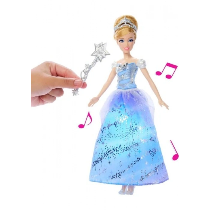 Sesli ve Işıklı Disney Prensesi Sihirli Balo Elbiseli Cinderella Bebek JBF94