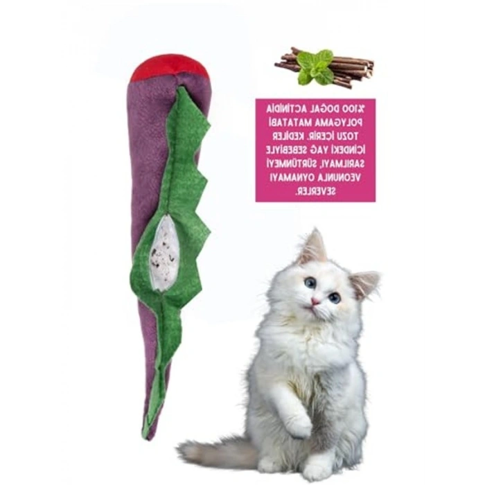 Sesli ve Kokulu Kedi Oyuncağı, Catnipli, Mor