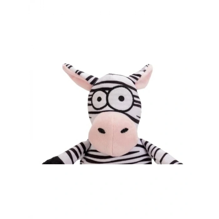 Sesli Zebra Peluş Köpek Oyuncağı, Siyah/Beyaz, 25x12x9,5cm