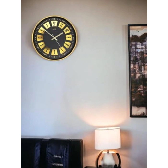 Sessiz Akar Duvar Saati, 30 cm Gold Kadran İle Modern Dekorasyon