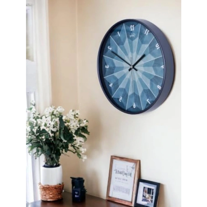 Sessiz Akar Duvar Saati - 30 cm Mavi