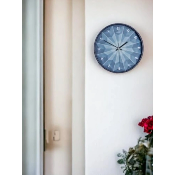Sessiz Akar Duvar Saati - 30 cm Mavi