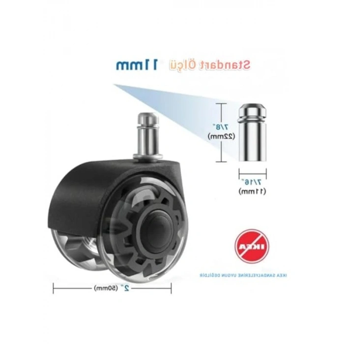 Sessiz Ofis Koltuğu Tekerleği, 5 Adet ile 50mm Çap