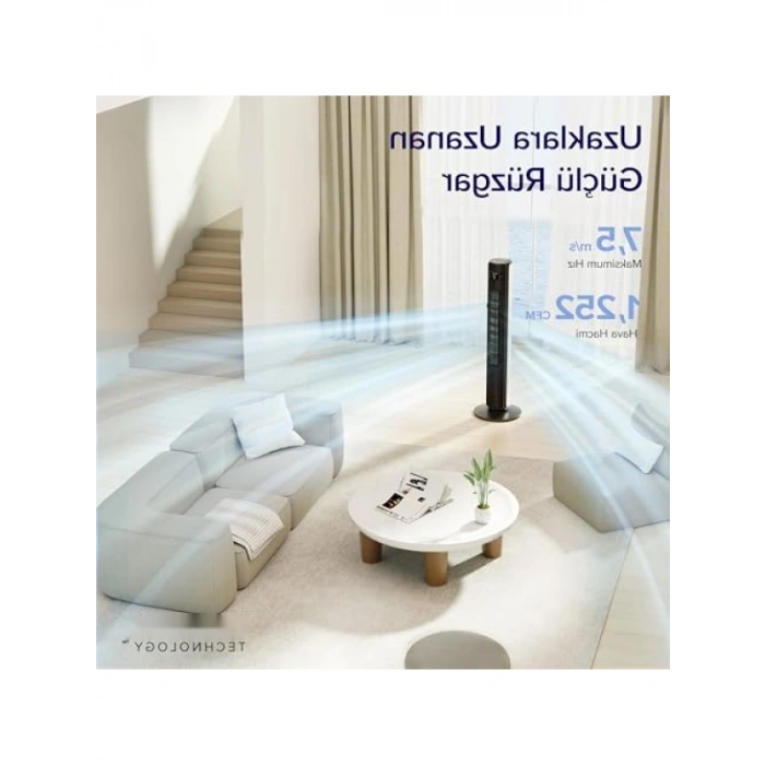 Sessiz ve Güçlü Kule Vantilatör - Uzaktan Kumandalı