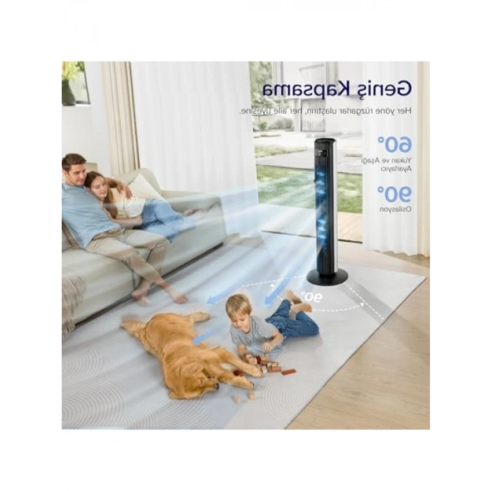 Sessiz ve Güçlü Kule Vantilatör - Uzaktan Kumandalı