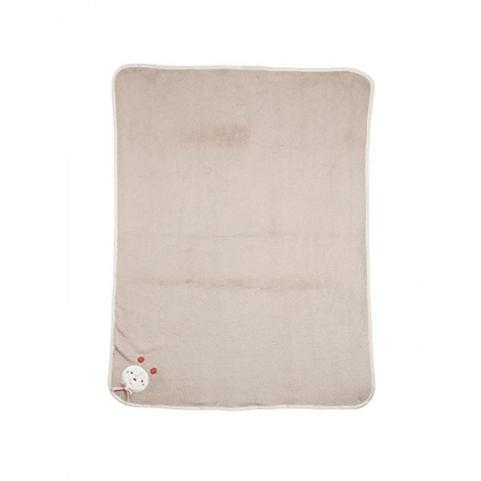 Sevimli Arı Nakışlı Kahverengi Battaniye