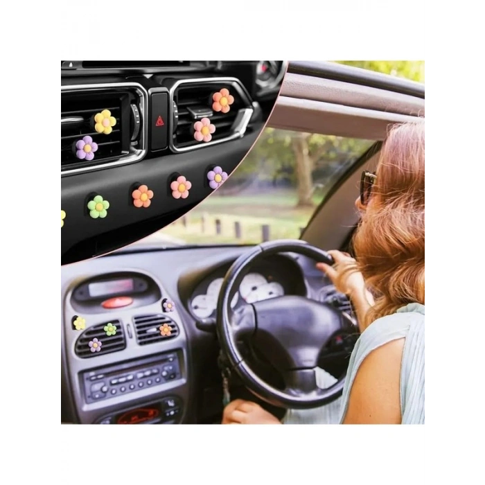 Sevimli Çiçek Tasarımlı Araç Parfüm Seti, Şık Hava Tazeleyici Aksesuar